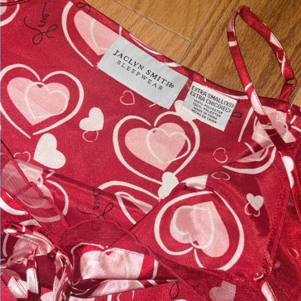 Jaclyn Smith Red Heart Print Chemise